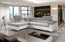 Kampinė sofa Eridano Sawana 21, Soft 17, balta sp./pilka sp., kairinė, 202 x 275 cm x 90 cm