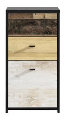 Komoda Forte Sanne SQNK211-C603, juoda sp./medžio sp., 77.5 cm x 40.3 cm x 29.6 cm