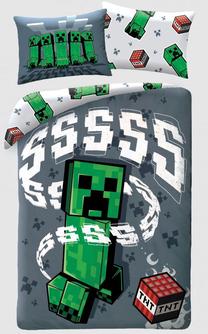 Детский комплект постельного белья Minecraft MNC-324BL, белый цв./красный цв./зеленый цв., 140 x 200 cm