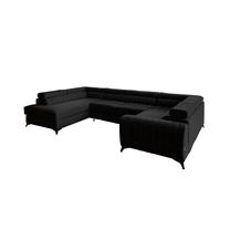 Kampinė sofa Louis Flores 10, juoda sp., kairinė, 202 x 347 cm x 92 cm