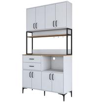 Daugiafunkcinė virtuvės spinta Kalune Design JE180, balta sp./riešuto sp., 120 cm x 40 cm x 218.6 cm