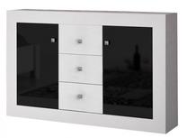 Komoda Idzczak Meble Roma 2D3S, balta sp./juoda sp., 90 cm x 47 cm x 140 cm