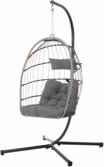 Pakabinamas krėslas 4Living Rocco 654387, juoda sp./pilka sp.