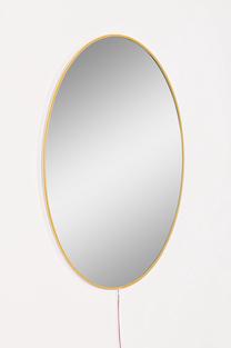Spogulis Kalune Design Elliptical, ar gaismu, stiprināms, 30 cm x 40 cm, dzeltena krās.