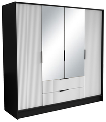 Spinta ADRK Norel, balta sp./juoda sp., 200 cm x 51 cm x 200 cm, su veidrodžiu