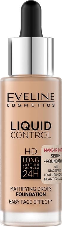 Makiažo pagrindas Eveline Liquid Control HD, honey (medaus) sp., 55, 32.0 ml