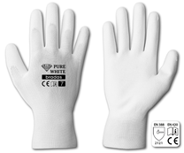 Darba cimdi gumijots Pure White RWPWH10, pieaugušajiem, balta krās., 10, 6 gab.