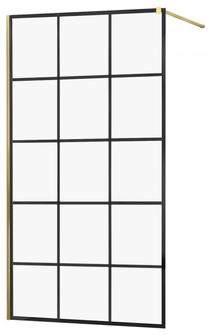 Dušas siena Mexen Kioto Walk-In, 100 cm x 200 cm, zelta krās./melna krās./rūdītais