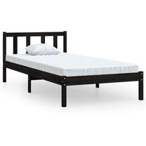 Lova viengulė VLX Solid Pinewood, 90 x 190 cm, juoda sp., be čiužinio, su grotelėmis