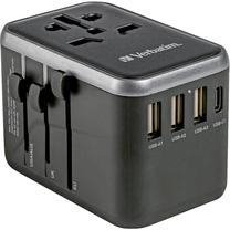 Kelioninis įkroviklis Verbatim UTA-04, USB Type C/USB Type A, 7.5 cm, juoda sp., 61 W
