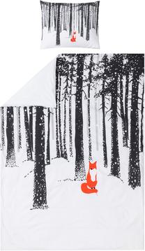 Gultas veļas komplekts 4Living Foxy, balts krās./melns krās./oranža krās., 50 x 60 cm, 150 x 210 cm
