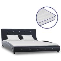 Lova dvigulė VLX Faux Leather 277561, 140 x 200 cm, juoda sp., su čiužiniu, su grotelėmis