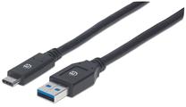 Провод Manhattan USB To USB Type-C USB, USB Type-C, 3 м, черный цв.