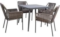 Lauko baldų komplektas Home4you Andros 5 Piece Set, pilka sp./ruda sp., 4 vietų