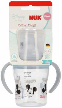 Bērnu pudele dzeršanai Nuk Perfect Match Mickey Mouse, 150 ml, 6+ mēn., caurspīdīga krās./pelēka krās.
