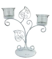 Žvakidė Home4you, metalas, 24 cm, skaidri sp./balta sp.