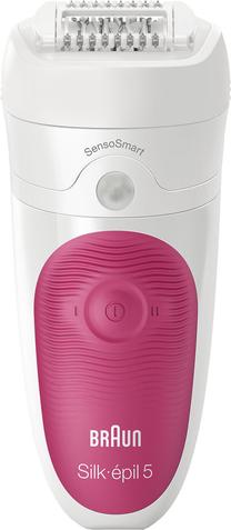 Epiliatorius Braun Silk Epil 5 SensoSmart SES 5500, su apšvietimu, balta sp./rožinė sp. Prekė su pažeista pakuote.