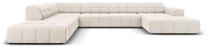 Kampinė sofa Micadoni Home Jennifer Velvet Panoramic 7 Seats, smėlio sp., kairinė, 364 x 262 cm x 70 cm