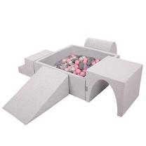 Бассейн с шариками, набор KiddyMoon Foam Version 3, 90 см x 90 см, 300 шт, прозрачный цв./розовый цв.