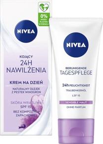 Dieninis veido kremas Nivea Soothing 24h Moisture, 50 ml, SPF 15