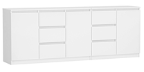Komoda Costa, balta sp., 75 cm x 200 cm x 40 cm