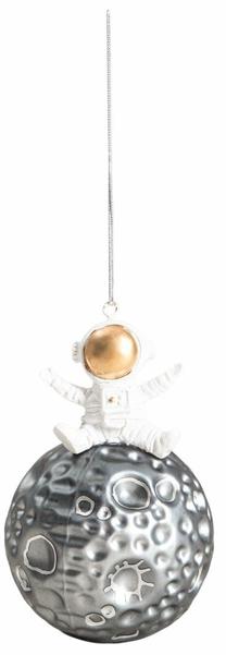 Eglītes rotājums Homla Glasso Cosmonaut, balta krās./sudraba krās., stikls/polirezīns