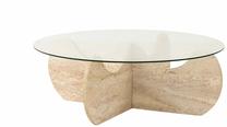 Kavos staliukas Kalune Design Himalayas, travertine sp., 90 cm x 90 cm x 30 cm