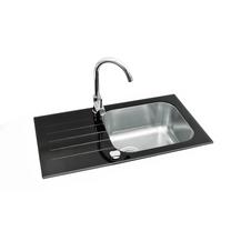 Virtuvinė plautuvė Alveus Glam 20, stiklas, 78 cm x 43.5 cm x 20 cm, juoda sp.