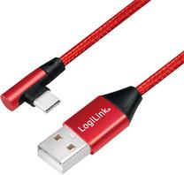 Vads Logilink USB-A To USB-C USB, USB Type-C, 0.3 m, sarkana krās.