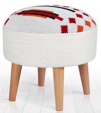 Pufas Hanah Home Farm 209FLF1111, balta sp./oranžinė sp., 46 cm x 46 cm x 42 cm
