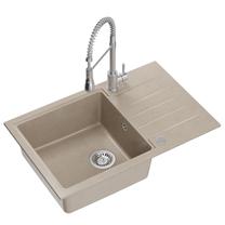 Virtuves izlietne Quadron Peter 111, granīts, 78 cm x 50 cm x 20 cm, smilškrāsas
