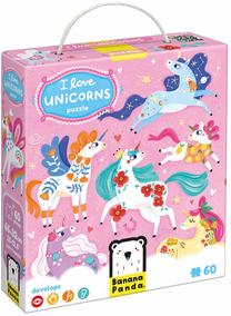 Пазл Bananapanda I Love Unicorns, 32 см x 66 см, 60 шт., многоцветный