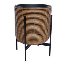 Gėlių vazonas Home4you Wicker 38104, plastikinis/metalas, Ø 38 cm, ruda sp.