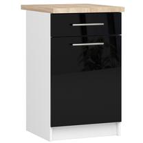Apatinė virtuvinė spintelė Akord Furniture Factory Oliwia S50 SZ1, balta sp./juoda sp., 46 cm x 50 cm x 85 cm