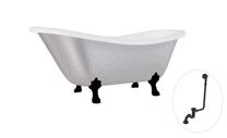 Vonia, laisvai pastatoma Besco Otylia Glam, 170 cm x 77 cm x 68.5 cm, ovalas, balta sp./sidabro sp.