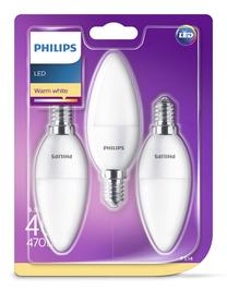 Lemputė Philips LED, B35, 2700 °K, E14, 5.5 W, 470 lm, 3 vnt.