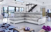 Kampinė sofa Loreto Berlin 01, Soft 17, balta sp./pilka sp., kairinė, 210 x 260 cm x 102 cm