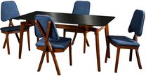 Valgomojo komplektas Kalune Design Pera Glass, mėlyna sp./riešuto sp.