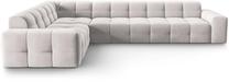 Kampinė sofa Micadoni Home Kendal Velvet 6 Seats, šviesiai pilka sp., kairinė, 332 x 231 cm x 79 cm