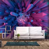 Fototapete Artgeist Crystal - Geometric Fantasy With 3D Elements In Purple Tones 2XLFT1985SAM, 210 cm x 210 cm