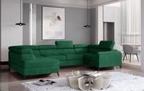 Kampinė sofa Escada Kronos 19, tamsiai žalia sp., kairinė, 200 x 330 cm x 98 cm