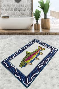Vonios grindų kilimėlis Foutastic Pescado 359CHL5183, mėlyna sp./balta sp./įvairių spalvų, 120 cm x 70 cm