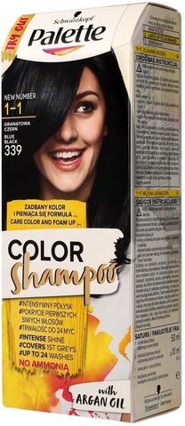 Matu krāsa Schwarzkopf Palette Color Shampoo, blue black krās., 1-1 (339), 60 ml