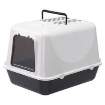 Uždaro tipo kačių tualetas Ferplast Clear Cat 72053117PA, balta sp./juoda sp., uždaras, 52.5 cm x 39.5 cm x 38 cm