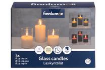 LED svece ar taimeri Finnlumor ar LED apgaismojumu, 15 cm, sarkana krās., 3 gab.