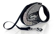 Automātiskā pavada Flexi Glam Splash 2113, sudraba krās./melna krās., S 3m