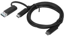 Kabelis Lenovo Hybrid USB-C with USB-A Cable USB-C, USB 3.0, 0.05 m, melna krās.