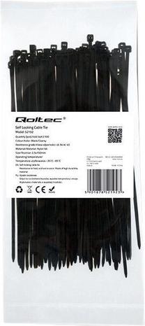 Qoltec Zippers Nylon UV 2.5x100mm 100pcs. Black
