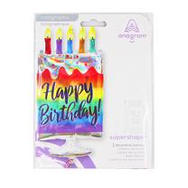 Fooliumist õhupall erikujuga Anagram Happy Birthday Cake, mitmevärviline