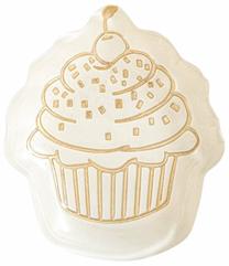 Serviravimo lėkštė Homla Faros white with gold cupcake, 16 cm x 14.7 cm, balta sp., stiklas